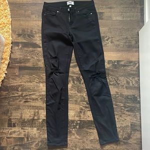 Black Paige Verdugo Distressed Skinny Jeans, size 27.
